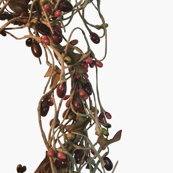 Rustic Grapevine Wreath  Red Burgundy Berry Accents Cottagecore farmhouse 9 in - Picture 3 of 5